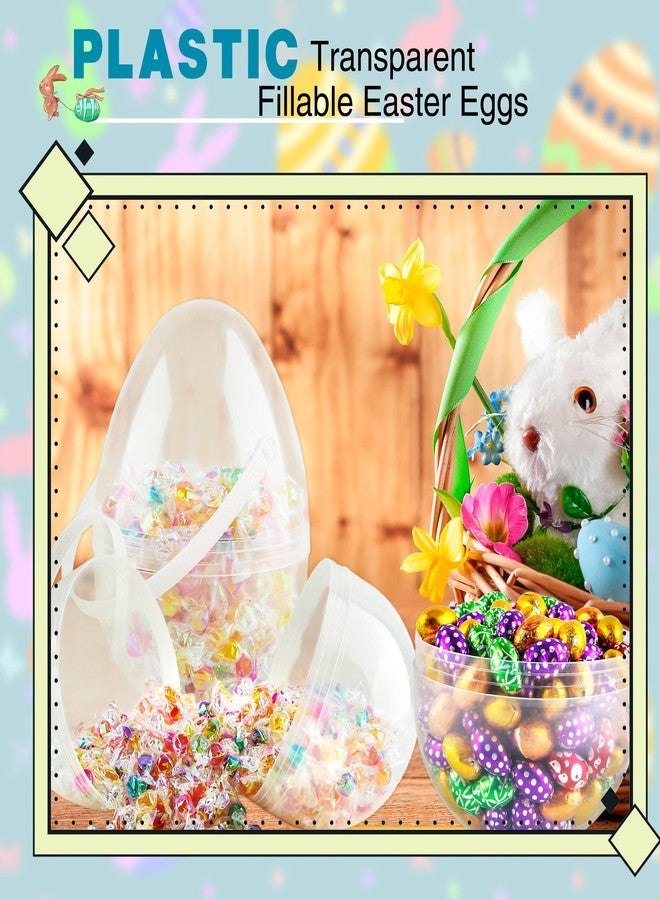 Restroma 12 Pcs 8 Inch Clear Easter Egg with Handles Large Transparent Easter Eggs DIY Jumbo Easter Egg for Easter Hunt Game Supplies Party Decoration - Image 3